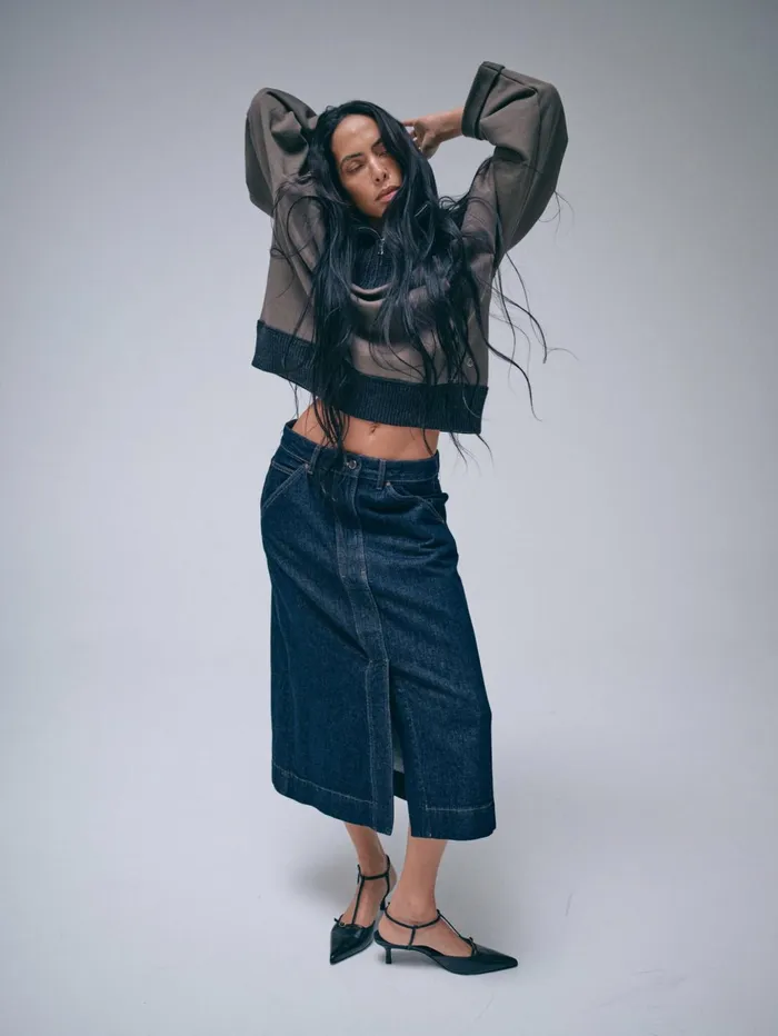 MOS MOSH MMHSharp Rinse Denim Skirt 8211 HEYANNO Dark Blue Women Skirts MOS MOSH MMHSharp Rinse Denim Skirt 8211 HEYANNO Dark Blue Women Skirts