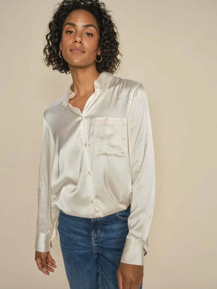 MOS MOSH MMLinda Satin Shirt Ecru Women Shirts