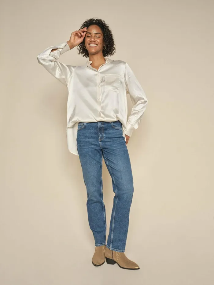 MOS MOSH MMLinda Satin Shirt Ecru Women Shirts MOS MOSH MMLinda Satin Shirt Ecru Women Shirts