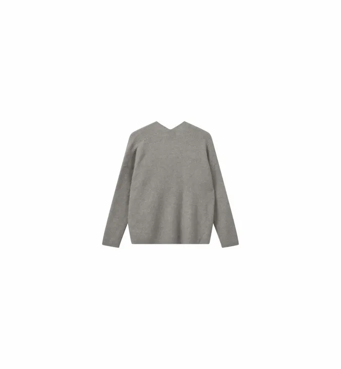 MOS MOSH MMThora VNeck Knit Grey Melange Women Knits MOS MOSH MMThora VNeck Knit Grey Melange Women Knits