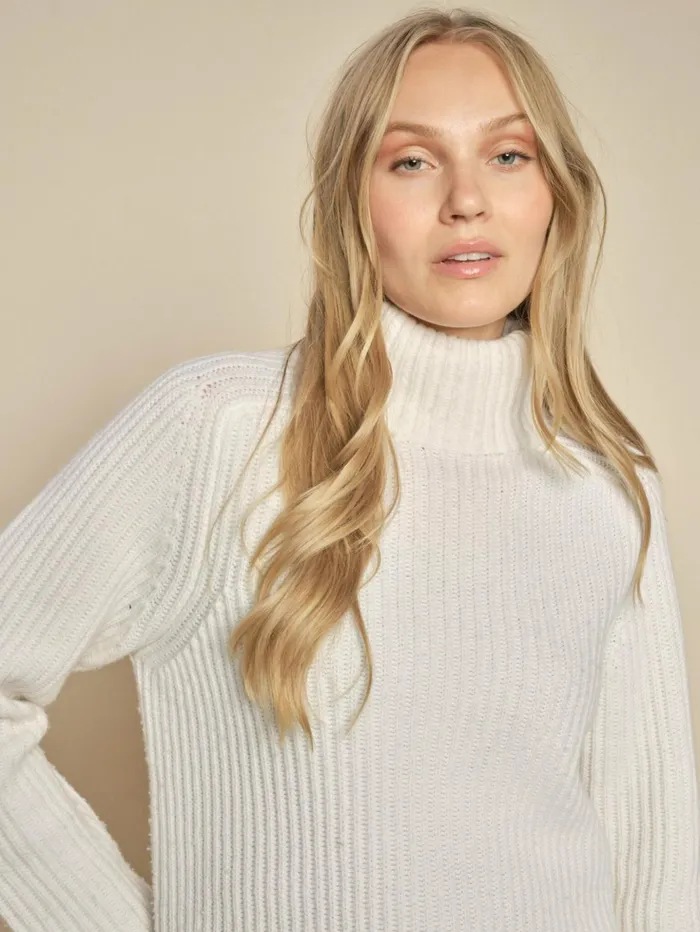 MOS MOSH MMThyra Highneck Knit Ecru Women Knits MOS MOSH MMThyra Highneck Knit Ecru Women Knits