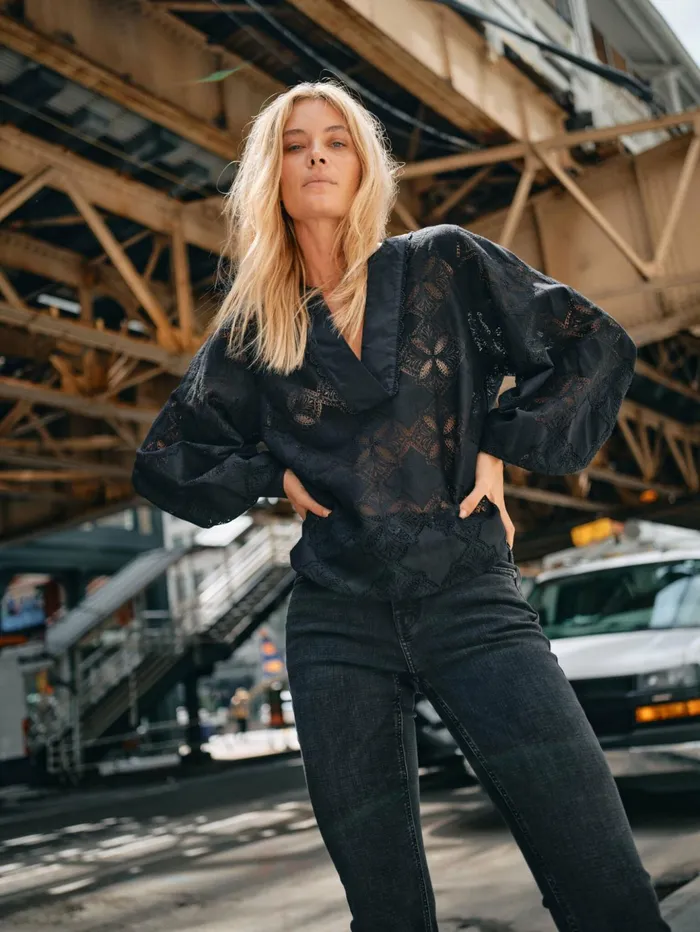 MOS MOSH MMYen Lace Blouse Black Women Blouses and Tops