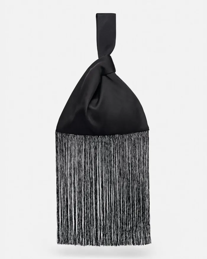Nanushka Bags WomenMen Jen Fringe Tech Satin Clutch Bag Black