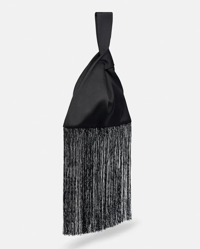 Nanushka Bags WomenMen Jen Fringe Tech Satin Clutch Bag Black