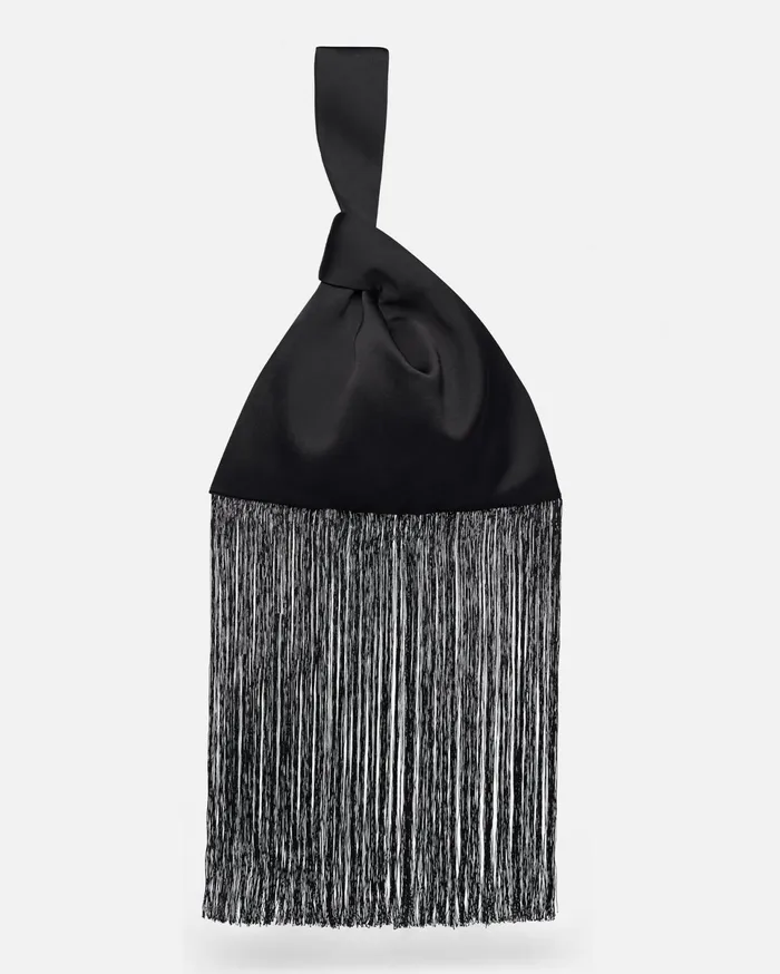Nanushka Bags WomenMen Jen Fringe Tech Satin Clutch Bag Black