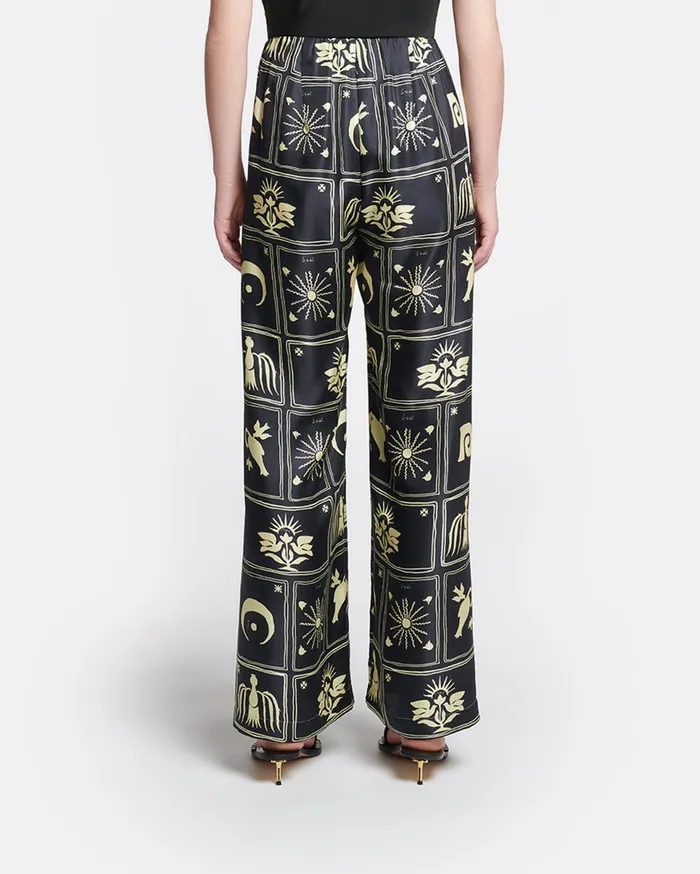 Nanushka Bottoms Women Brenda Printed SilkTwill Pants Folk Art Black