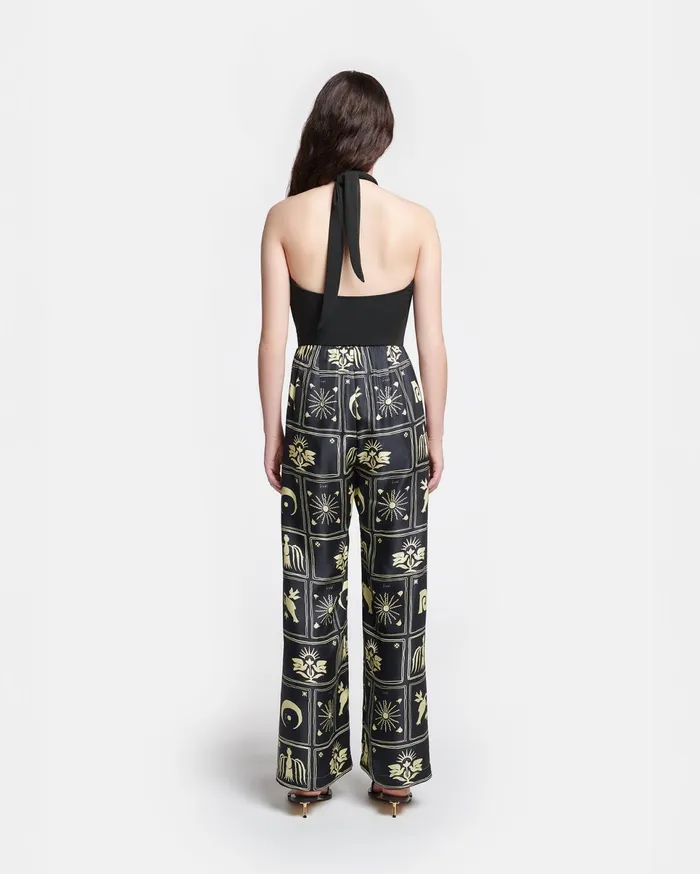 Nanushka Bottoms Women Brenda Printed SilkTwill Pants Folk Art Black