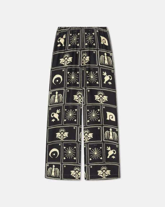 Nanushka Bottoms Women Brenda Printed SilkTwill Pants Folk Art Black