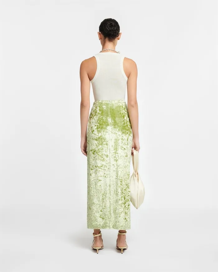 Nanushka Bottoms Women Carlene TwistFront Crushed Velvet Skirt Sage