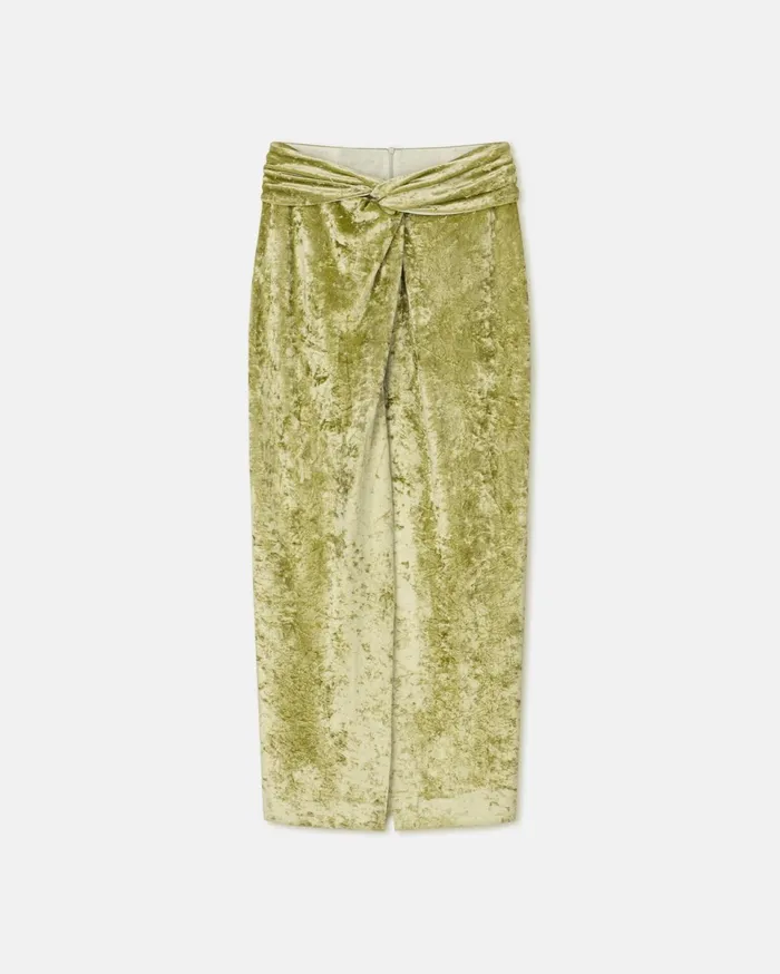 Nanushka Bottoms Women Carlene TwistFront Crushed Velvet Skirt Sage