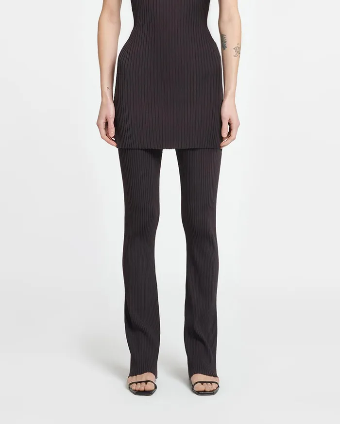 Nanushka Bottoms Women Cornelie RibbedKnit Pants Dark Brown