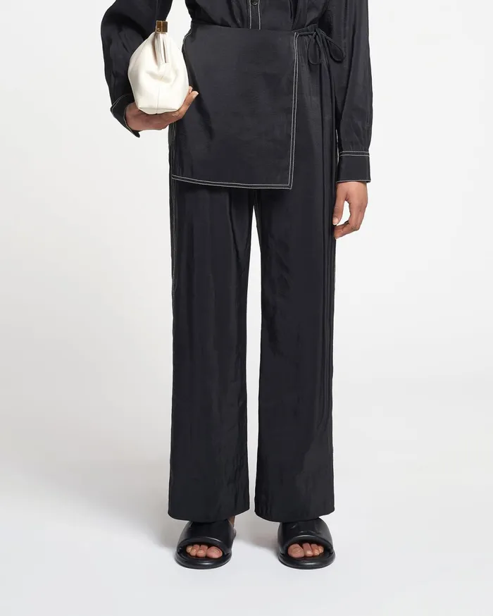 Nanushka Bottoms Women Evea Glass Poplin Pants Black