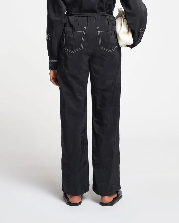 Nanushka Bottoms Women Evea Glass Poplin Pants Black