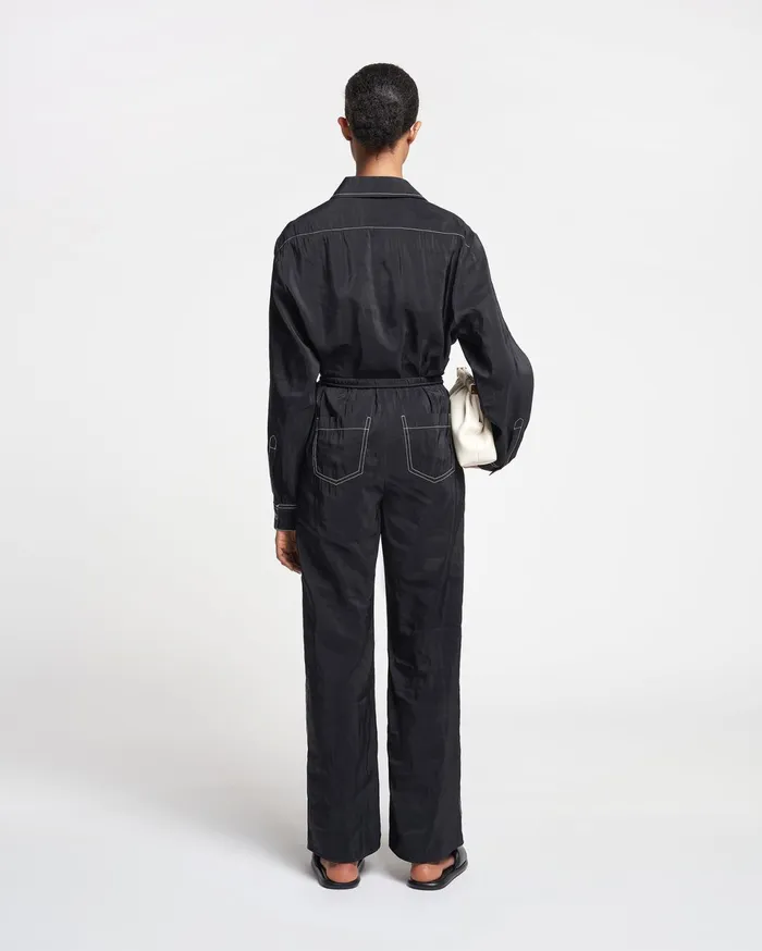 Nanushka Bottoms Women Evea Glass Poplin Pants Black