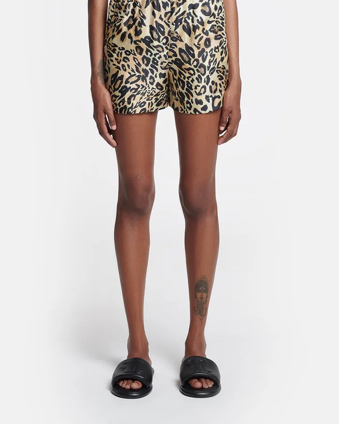 Nanushka Bottoms Women Exter Printed SilkTwill Boxer Shorts Leopard