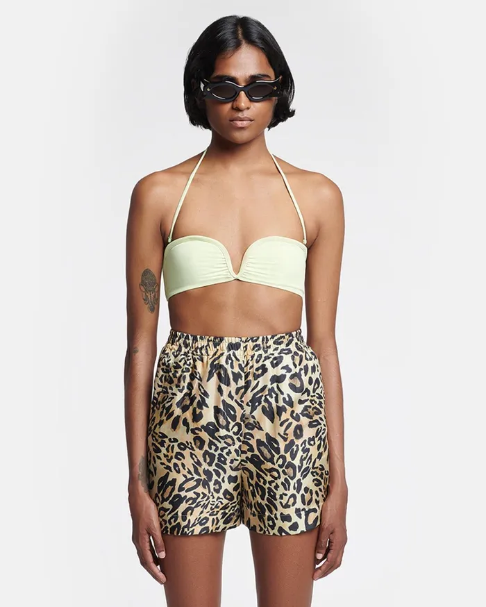 Nanushka Bottoms Women Exter Printed SilkTwill Boxer Shorts Leopard