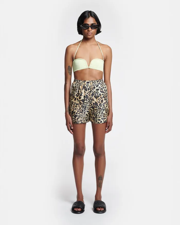 Nanushka Bottoms Women Exter Printed SilkTwill Boxer Shorts Leopard