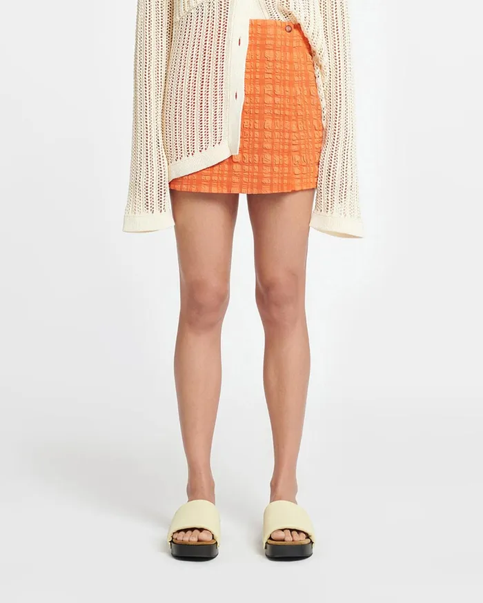 Nanushka Bottoms Women Fede Seersucker Skort Sunset Orange