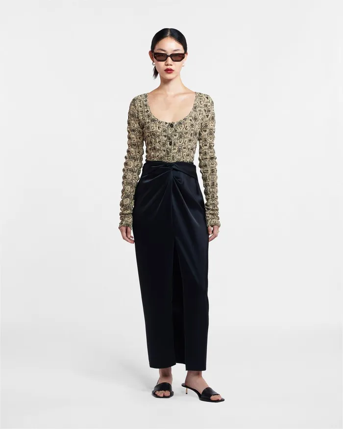 Nanushka Bottoms Women Heida Slip Satin Wrap Skirt Black