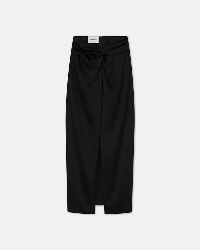 Nanushka Bottoms Women Heida Slip Satin Wrap Skirt Black