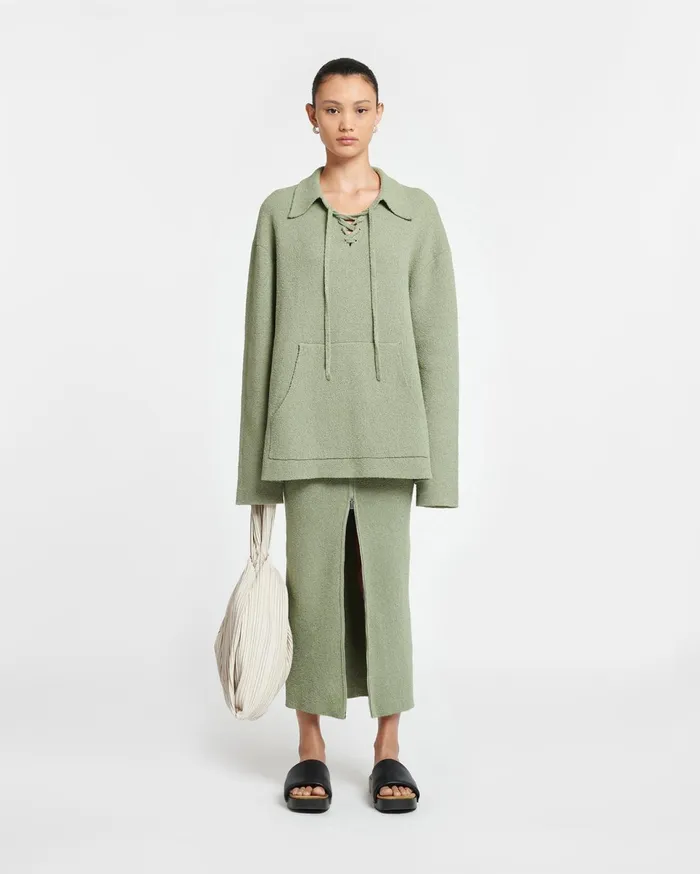 Nanushka Bottoms Women Nima TerryKnit Midi Skirt Faded Sage