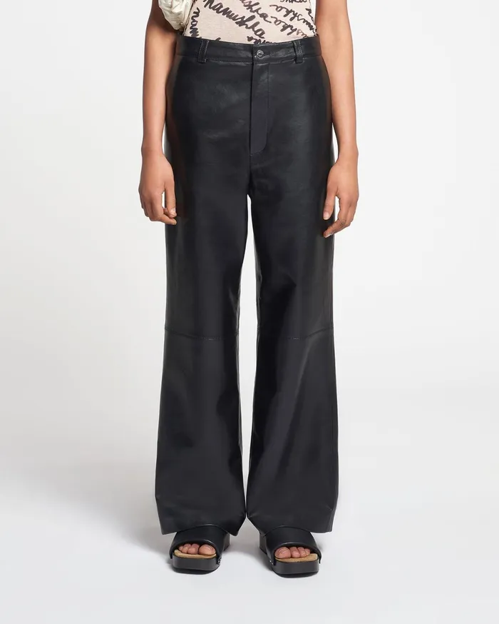 Nanushka Bottoms Women Vidia Regenerated Leather StraightLeg Pants Black