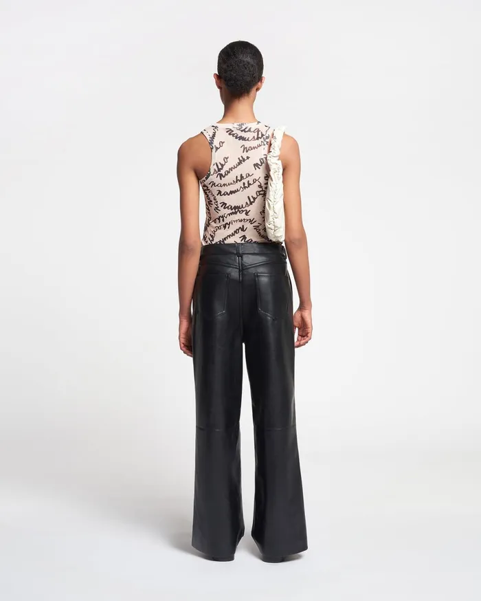 Nanushka Bottoms Women Vidia Regenerated Leather StraightLeg Pants Black