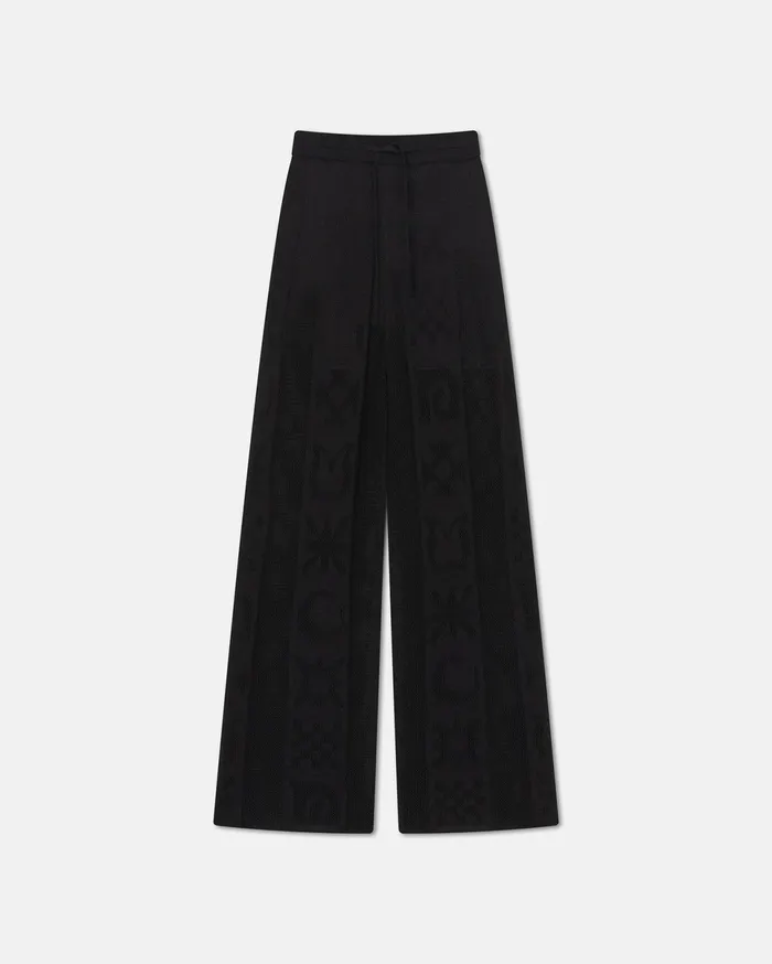 Nanushka Bottoms Women Wardon Paper Crochet Cropped WideLeg Pants Black