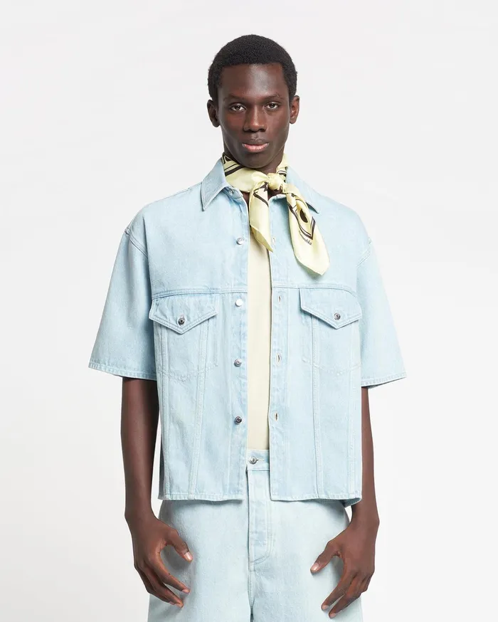 Nanushka Denim Men Jorge Denim Shirt Sun Bleach