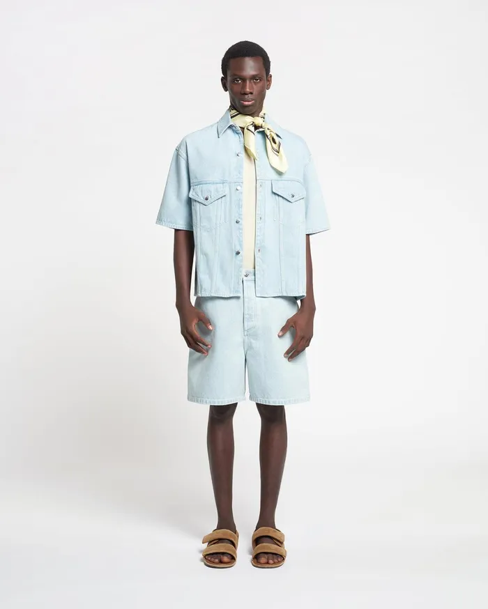 Nanushka Denim Men Jorge Denim Shirt Sun Bleach