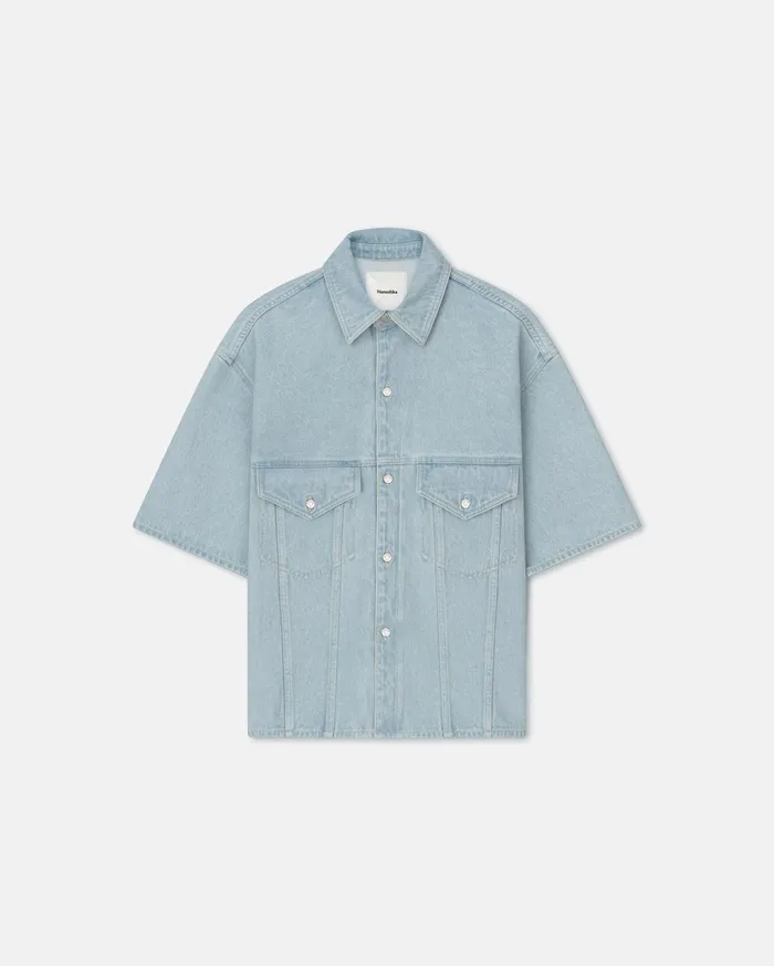 Nanushka Denim Men Jorge Denim Shirt Sun Bleach