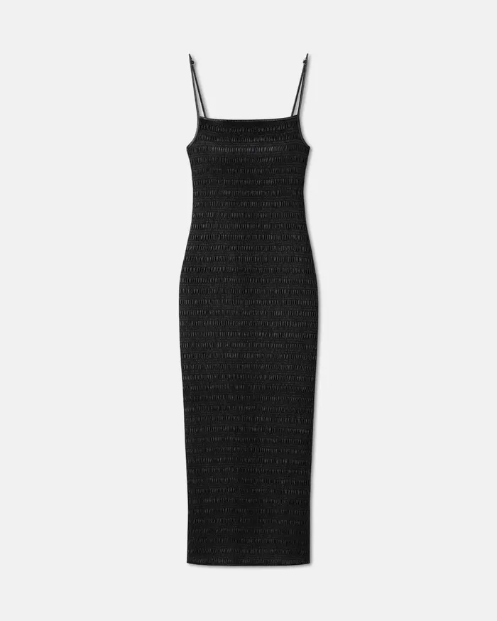 Nanushka Dresses Women Barra Smocked Okobor AltLeather Midi Dress Black