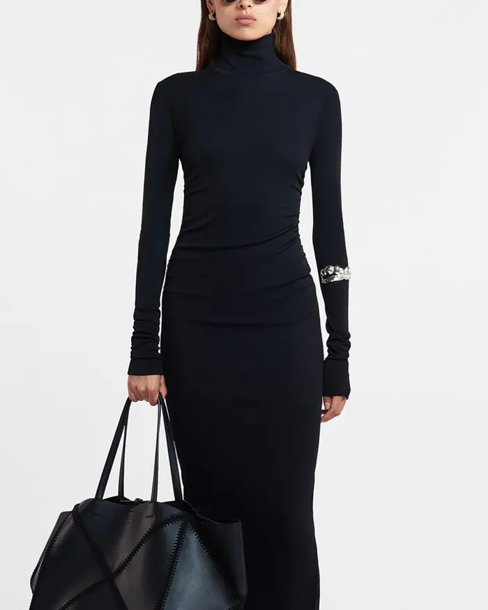 Nanushka Dresses Women Cardia MeshJersey Turtleneck Dress Black