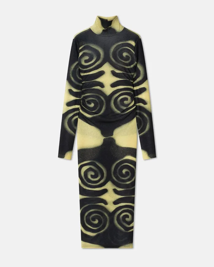 Nanushka Dresses Women Cardia MeshJersey Turtleneck Dress Spiral Spray