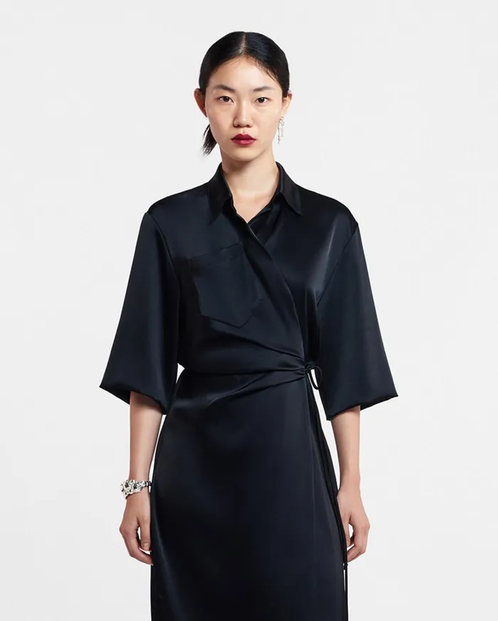 Nanushka Dresses Women Draped Front Shirt Dress Black