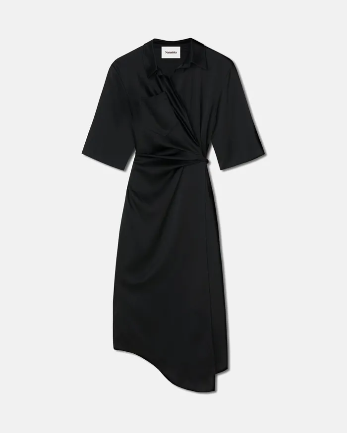 Nanushka Dresses Women Draped Front Shirt Dress Black