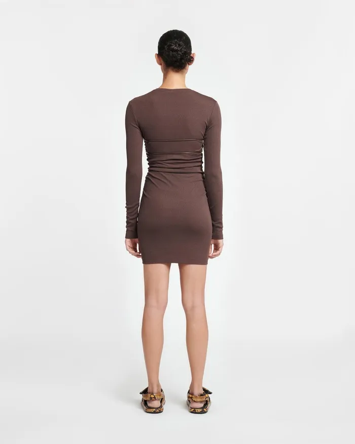 Nanushka Dresses Women Feiko Draped MeshJersey Mini Dress Nutmeg