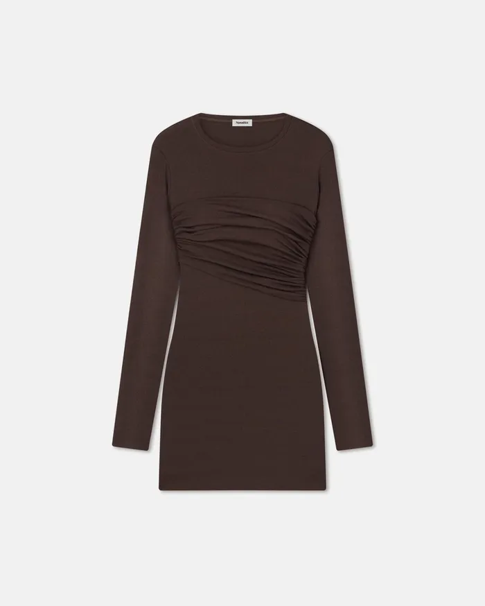 Nanushka Dresses Women Feiko Draped MeshJersey Mini Dress Nutmeg