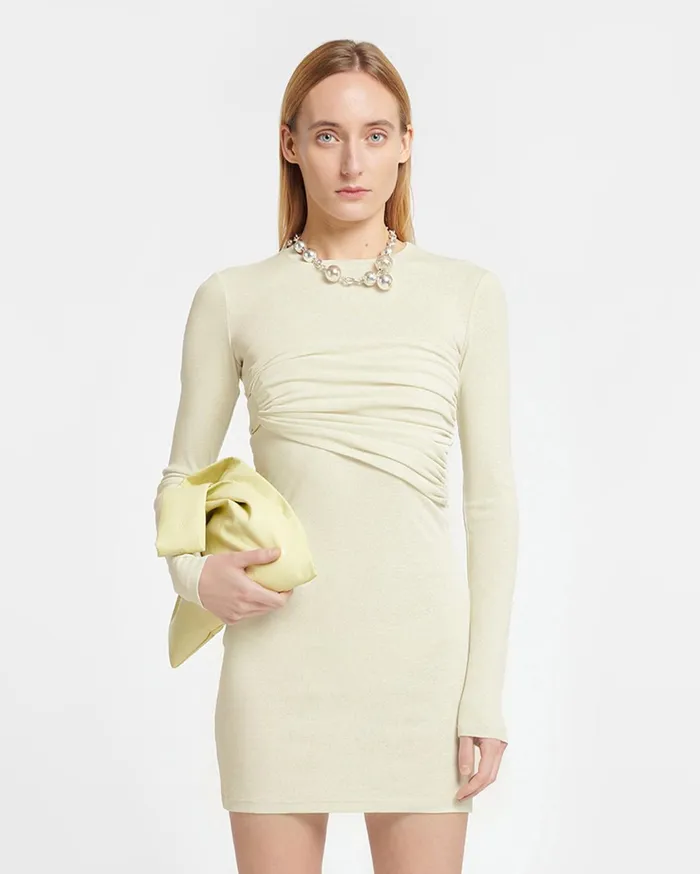 Nanushka Dresses Women Feiko Draped MeshJersey Mini Dress White Wax