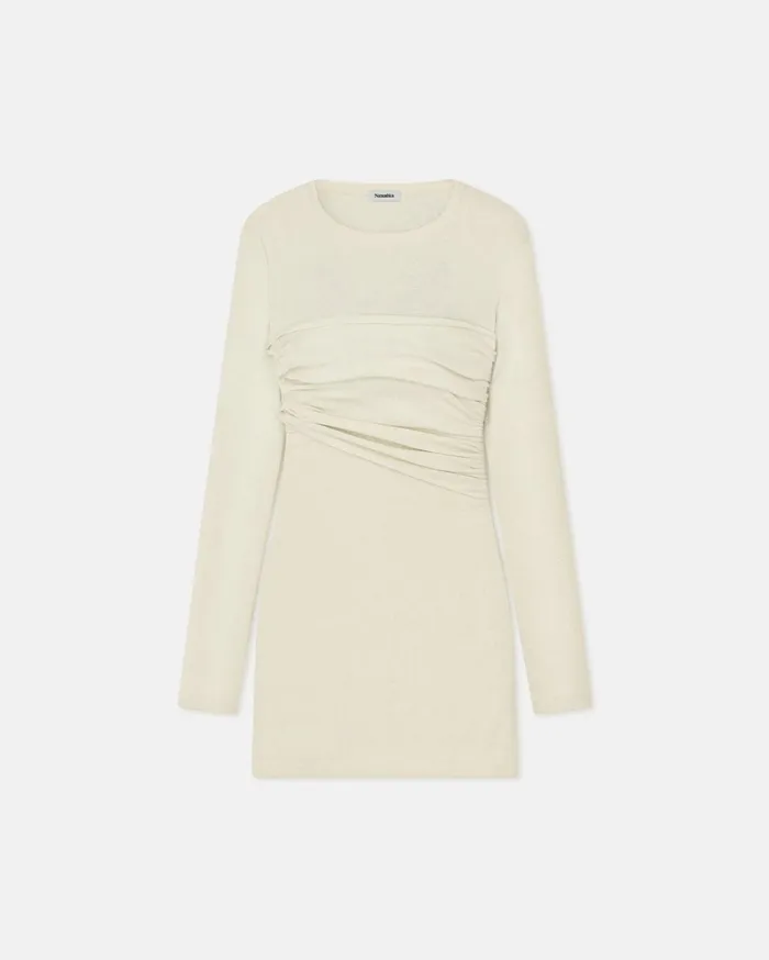 Nanushka Dresses Women Feiko Draped MeshJersey Mini Dress White Wax