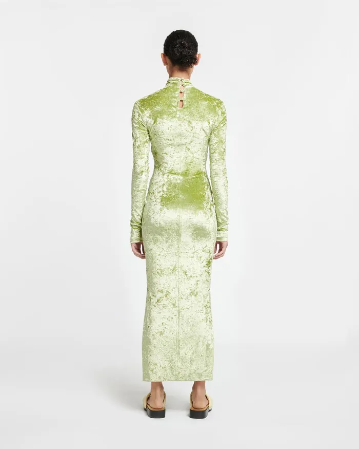 Nanushka Dresses Women Franci TwistFront Crushed Velvet Dress Sage