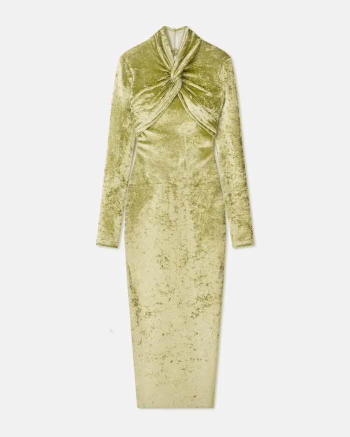 Nanushka Dresses Women Franci TwistFront Crushed Velvet Dress Sage