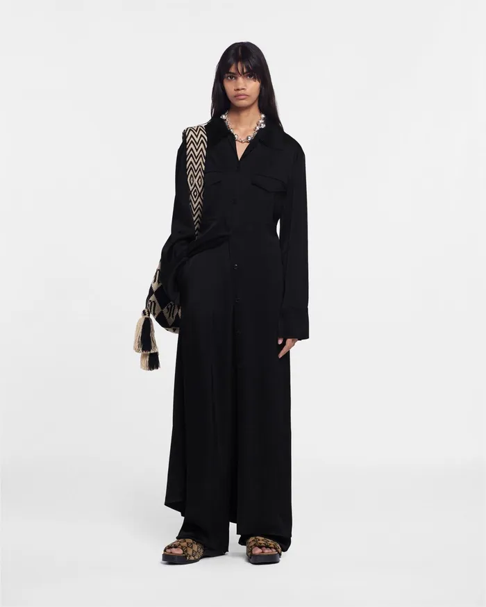 Nanushka Dresses Women Joann Slip Satin Shirt Dress Black