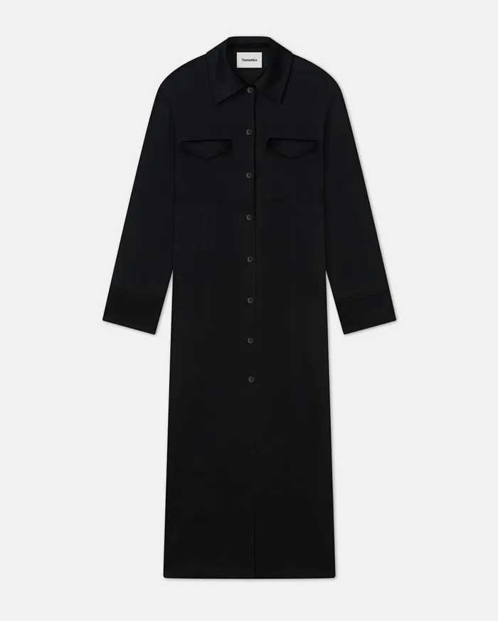 Nanushka Dresses Women Joann Slip Satin Shirt Dress Black