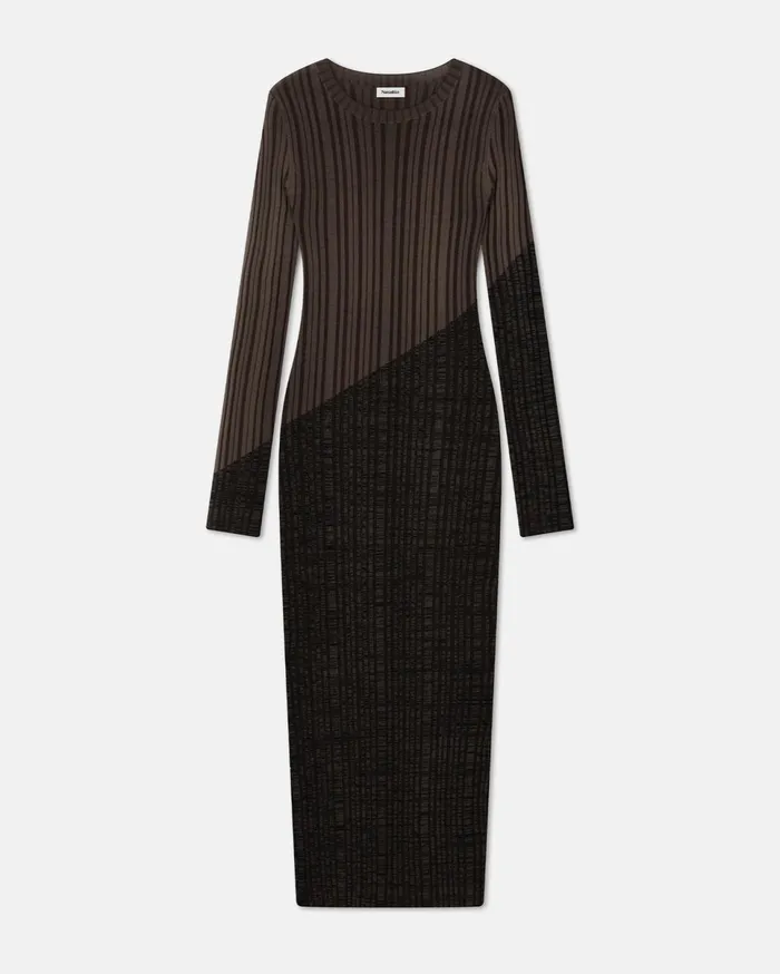 Nanushka Dresses Women Maeron Ribbed Merino Wool Dress FossilBlack