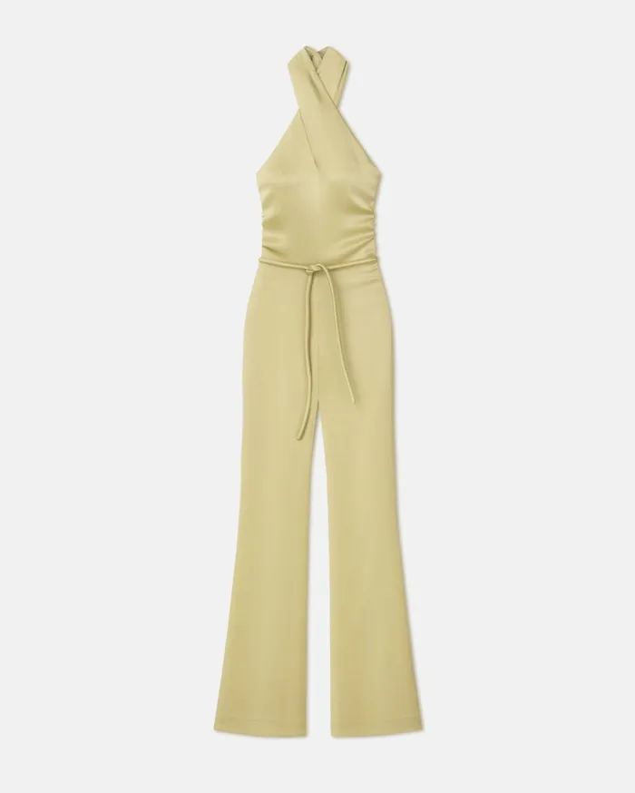 Nanushka Dresses Women Rabia Slip Satin Jumpsuit Lime Yellow