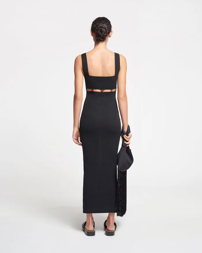 Nanushka Dresses Women Saar Beaded MeshJersey Midi Dress Black