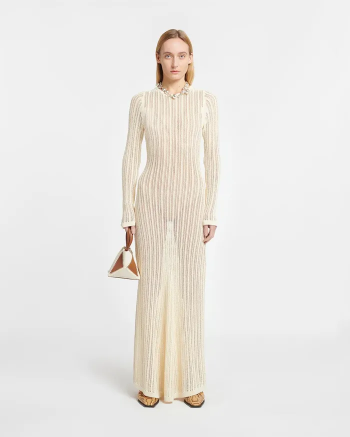 Nanushka Dresses Women Valene Crochet Maxi Dress Creme