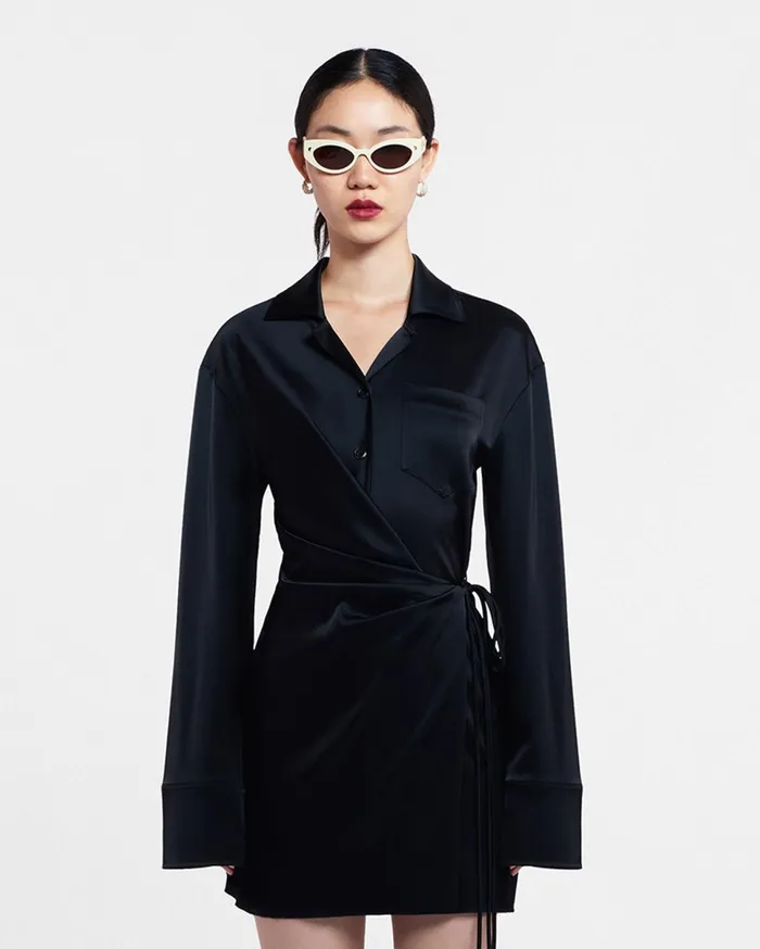 Nanushka Dresses Women Xaviera Slip Satin Mini Dress Black