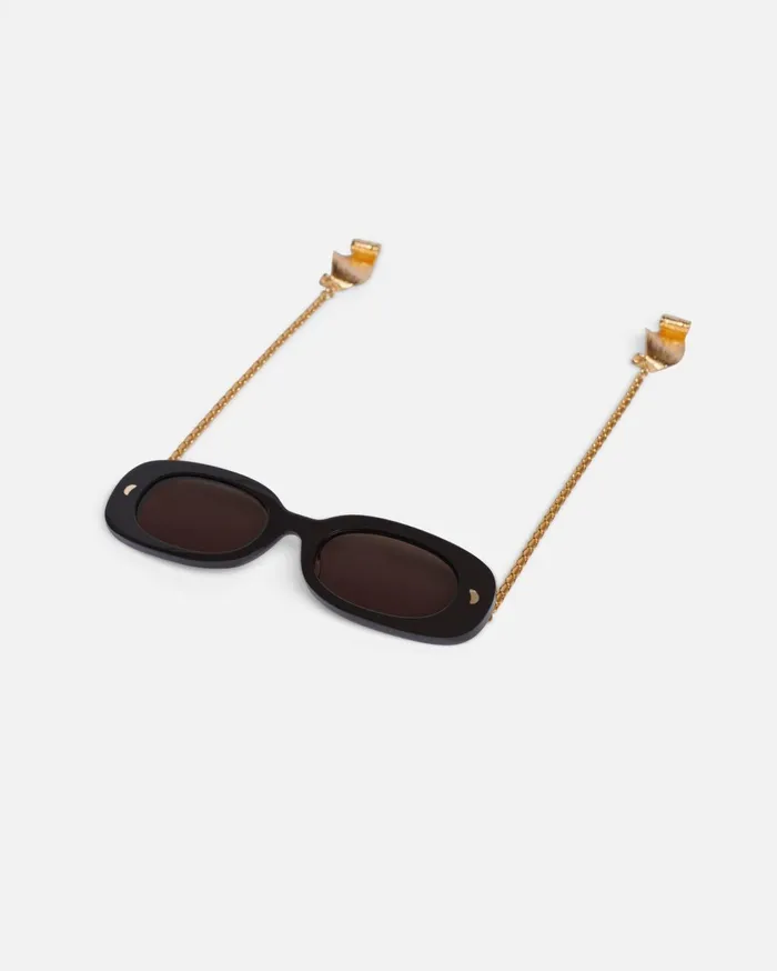 Nanushka Eyewear WomenMen Aliza Charm BioPlastic Oval Sunglasses Off Black
